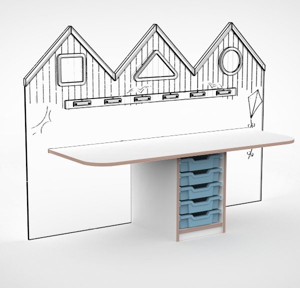 Knusse hoekjes lange tafel met gratnell kastje