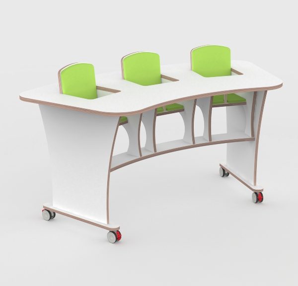 Babyvoedingstafel op wielen 3 zitter