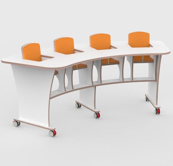 Babyvoedingstafel op wielen 4 zitter