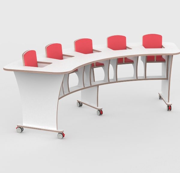 Babyvoedingstafel op wielen 5 zitter